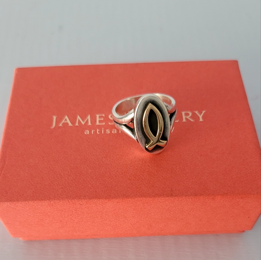 James Avery 14kt Gold Ichthus Fish Sterling Silver Ring